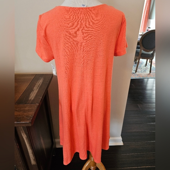 Old Navy Size Large Orange Linen Blend Scoop Neck Tee Shirt Dress Casual New Tag - Picture 5 of 9